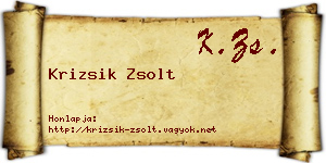 Krizsik Zsolt névjegykártya